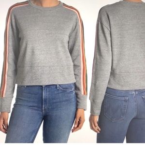 Madewell Rainbow Stripe Cropped Sweatshirt Medium